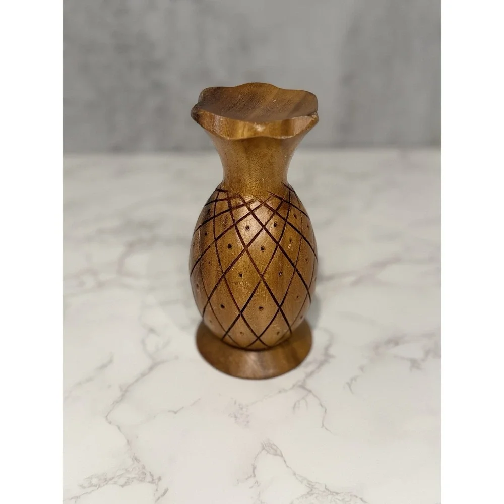 Vintage Monkey Pod Wood Candle Holder Hand Crafted Carved Hawaiian 8